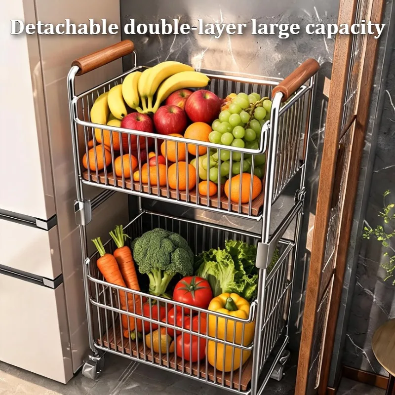 2-Tier Stainless Steel Kitchen Rack Fruit Vegetable Storage Basket Holder Cart with Wheels Kitchen Items Organizer for Home
2-Tier Stainless Steel Kitchen Rack Fruit Vegetable Storage Basket Holder Cart with Wheels Kitchen Items Organizer for Home