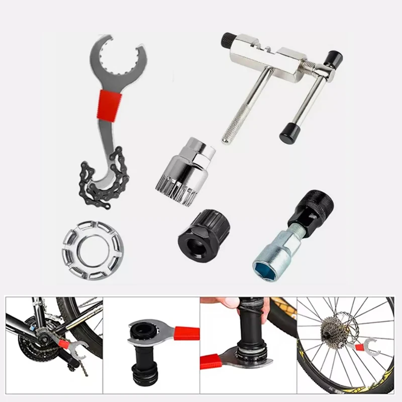 Bicycle Repair Tool Kits Flywheel Remover Cutter Chain Breaker Bicycle Repairing Tool Bike Wrench Cassette Bracket Extractor Set
Bicycle Repair Tool Kits Flywheel Remover Cutter Chain Breaker Bicycle Repairing Tool Bike Wrench Cassette Bracket Extractor Set