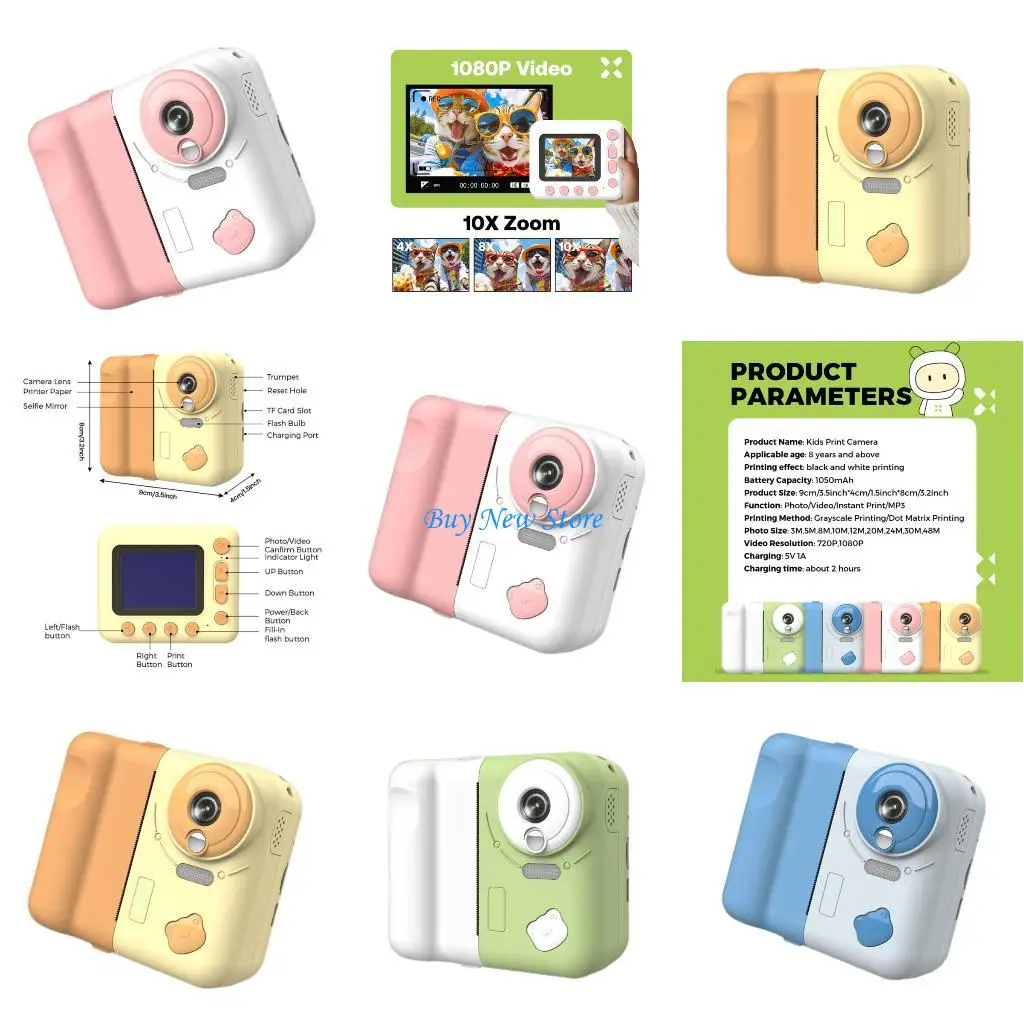 20CE Childrens Printer Camera Heat Technology Immediate Photo Fun Learning Tool