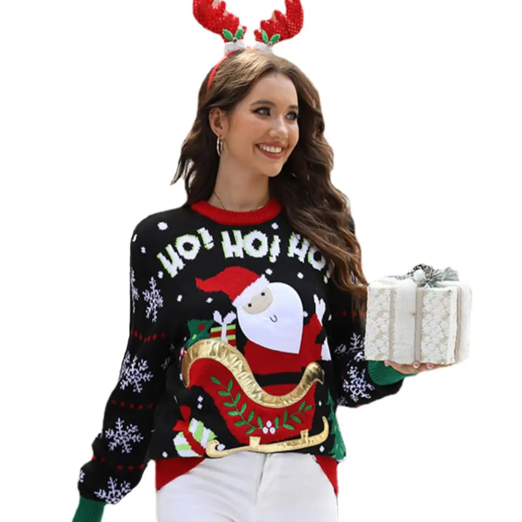 Women's Sweet Embroidered Santa Claus Pullover Christmas Sweater Autumn Winter European American Style Fashion
Women's Sweet Embroidered Santa Claus Pullover Christmas Sweater Autumn Winter European American Style Fashion