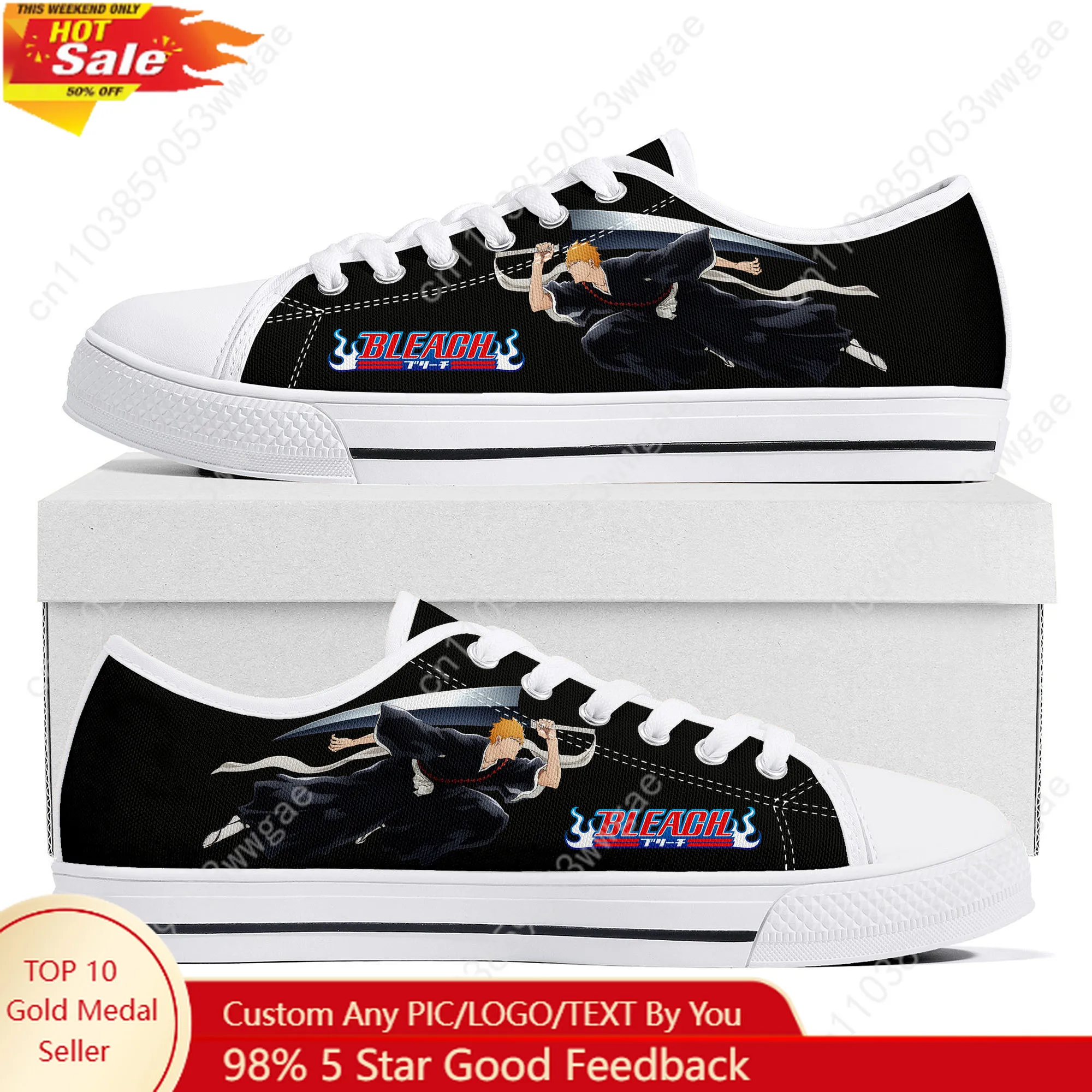 Bleach Low Top Sneakers Mens Womens Canvas Sneaker High Quality Confortable Durable Casual Couple Shoes Anime Tailor-made Shoes
Bleach Low Top Sneakers Mens Womens Canvas Sneaker High Quality Confortable Durable Casual Couple Shoes Anime Tailor-made Shoes