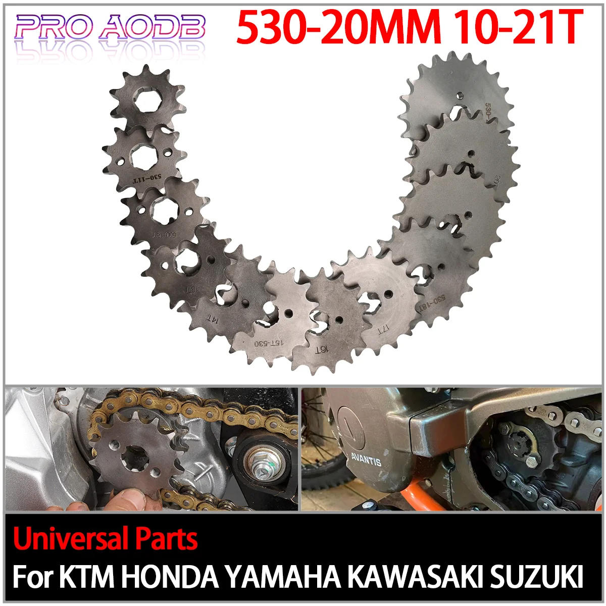 530# 20MM 10 11 12 13 14 15 16 18 19 20 21 21T Tooth Front Engine Sprocket Chain for 150 200 250cc ATV Quad Dirt Bike Motorcycle
530# 20MM 10 11 12 13 14 15 16 18 19 20 21 21T Tooth Front Engine Sprocket Chain for 150 200 250cc ATV Quad Dirt Bike Motorcycle