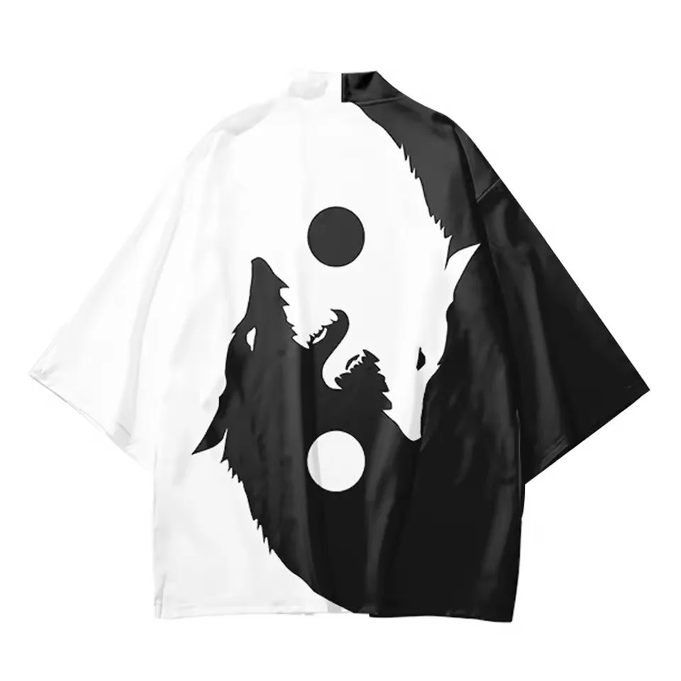 Asian Traditional Costume Men's Women's Yin Yang Wolf Haori Kimonos Yukata Harajuku Cardigan Japanese Style Samurai Shirt
Asian Traditional Costume Men's Women's Yin Yang Wolf Haori Kimonos Yukata Harajuku Cardigan Japanese Style Samurai Shirt