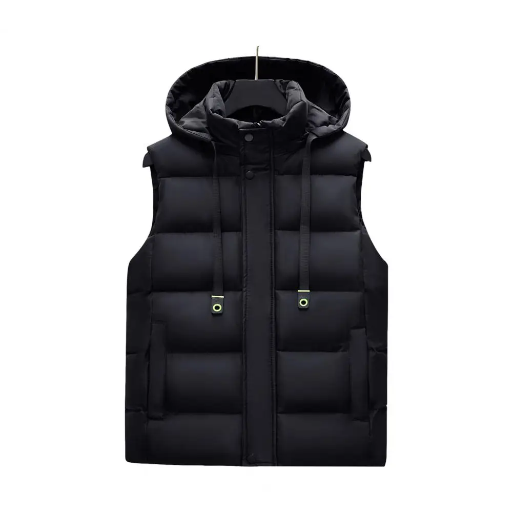 Solid Color Men Vest Men's Stand Collar Hooded Down Cotton Vest With Pockets Solid Color Thickened Jacket For Winter Zipper
Solid Color Men Vest Men's Stand Collar Hooded Down Cotton Vest With Pockets Solid Color Thickened Jacket For Winter Zipper