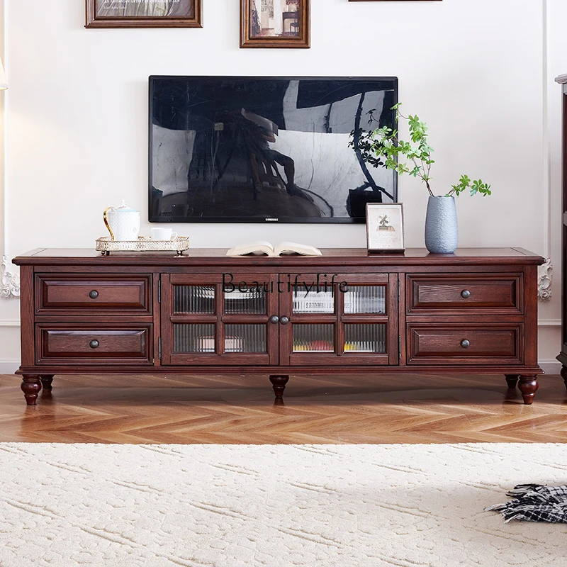 American pure solid wood TV cabinet small apartment retro household coffee table
American pure solid wood TV cabinet small apartment retro household coffee table