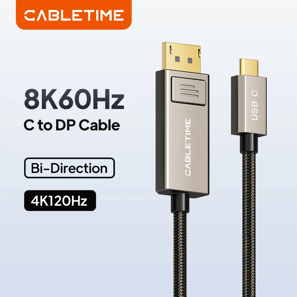 Кабель CABLETIME USB-C — DisplayPort, 8K@60Гц, двунаправленный, разрешение 4K@120Гц, плетеный, для ноутбуков и мониторов
Кабель CABLETIME USB-C — DisplayPort, 8K@60Гц, двунаправленный, разрешение 4K@120Гц, плетеный, для ноутбуков и мониторов
