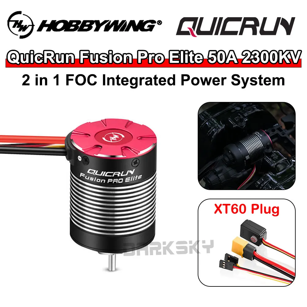 Hobbywing QuicRun Fusion Pro Elite 50A 2300KV 2 in 1 FOC Integrated Power System For 1/10 RC Model Car Crawler Accessories
Hobbywing QuicRun Fusion Pro Elite 50A 2300KV 2 in 1 FOC Integrated Power System For 1/10 RC Model Car Crawler Accessories