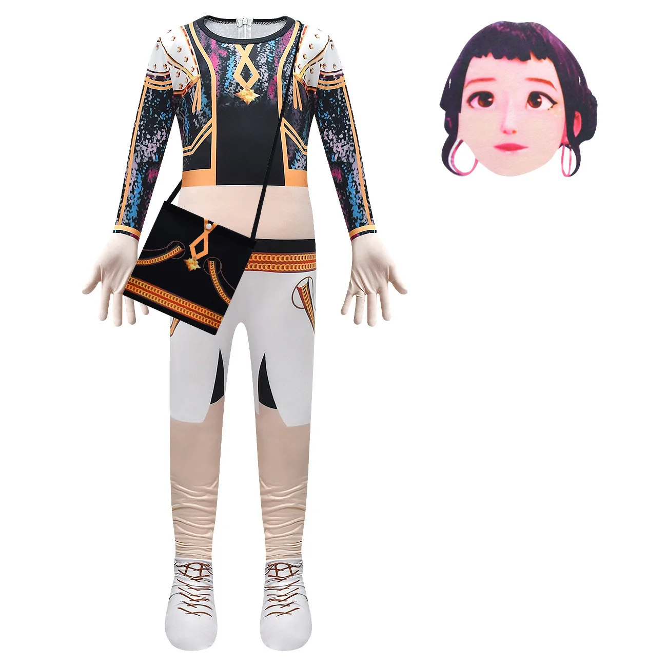 Костюм для косплея для девочек, детский комбинезон «Охотники на демонов», маска, сумка, 3 шт., вечерние костюмы для выступлений, подарок на Хэллоуин, одежда на Хэллоуин  
Костюм для косплея для девочек, детский комбинезон «Охотники на демонов», маска, сумка, 3 шт., вечерние костюмы для выступлений, подарок на Хэллоуин, одежда на Хэллоуин 