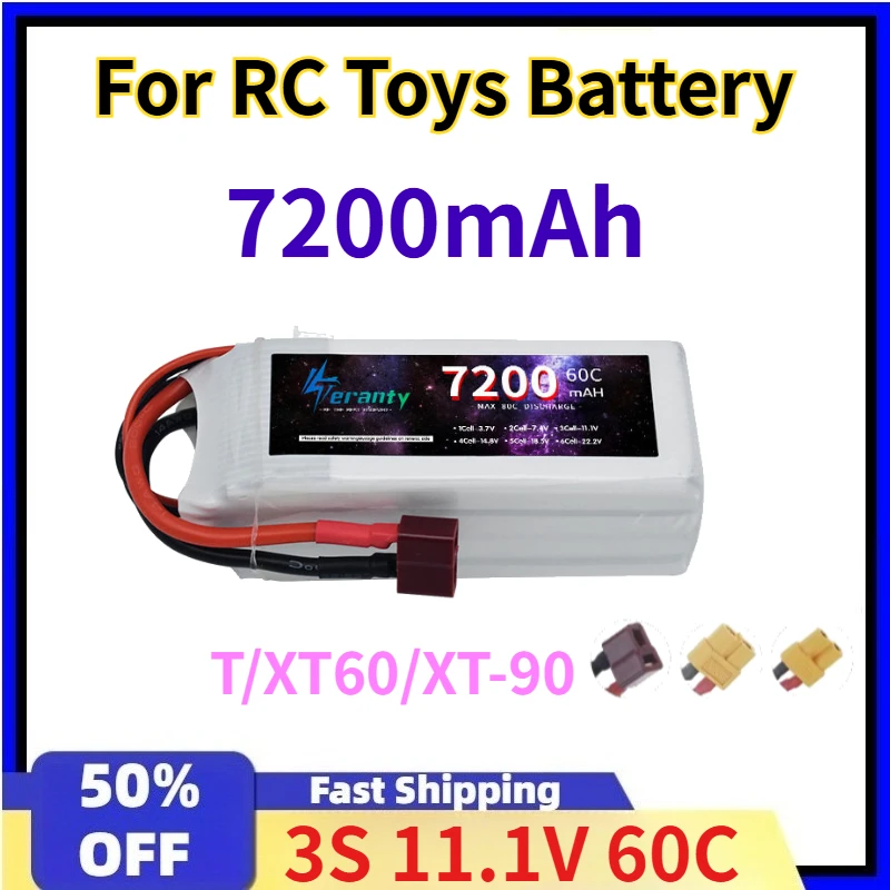 7200mAh 3S 11.1V 60C Remote Control Helicopter RC Model Plant Protection Drone FPV Lithium Battery T/XT60/XT-90 connector
7200mAh 3S 11.1V 60C Remote Control Helicopter RC Model Plant Protection Drone FPV Lithium Battery T/XT60/XT-90 connector