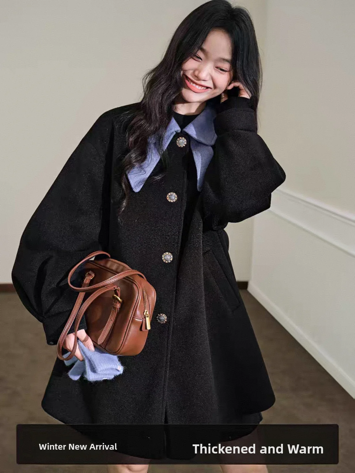 Bla Woolen Coat ort Thiened Doll Collar Women's Faionable Autumn Winter New Sle Commute Simple Cotton ket
Bla Woolen Coat ort Thiened Doll Collar Women's Faionable Autumn Winter New Sle Commute Simple Cotton ket