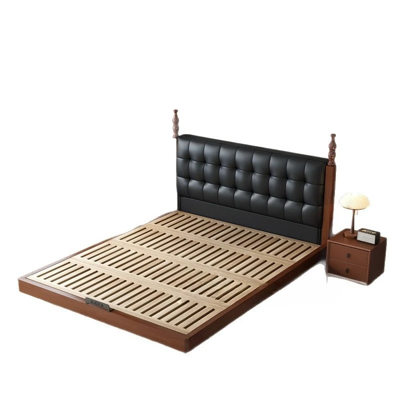 Retro solid wood bed, French black leather medium antique master bedroom bed, modern simplicity
Retro solid wood bed, French black leather medium antique master bedroom bed, modern simplicity