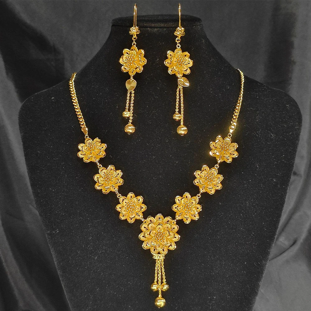 Fashion Flower Jewelry for Women Classic Necklace Gold Color Earrings 2Pcs Jewelry Set Luxury Trendy Jewelry Gift Party Daily
Fashion Flower Jewelry for Women Classic Necklace Gold Color Earrings 2Pcs Jewelry Set Luxury Trendy Jewelry Gift Party Daily