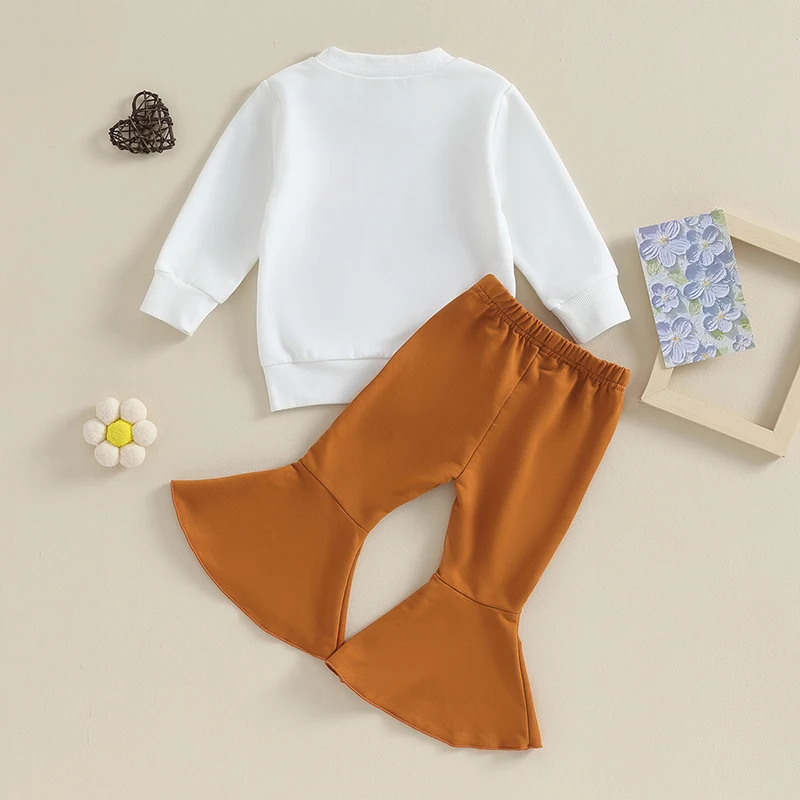 Toddler Baby Girl Fall Clothes Long Sleeve Letters Print Sweatshirt with Waist Flare Pants Cute Newborn Outfits Set
Toddler Baby Girl Fall Clothes Long Sleeve Letters Print Sweatshirt with Waist Flare Pants Cute Newborn Outfits Set