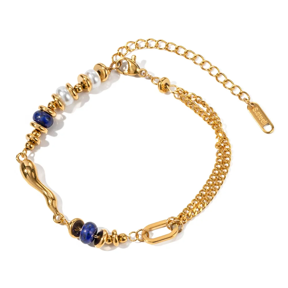 Exquisite Glass Pearl Lapis Lazuli Shaped Water Drop Metal Casting Bracelet for Women Waterproof Party Gift Jewelry
Exquisite Glass Pearl Lapis Lazuli Shaped Water Drop Metal Casting Bracelet for Women Waterproof Party Gift Jewelry