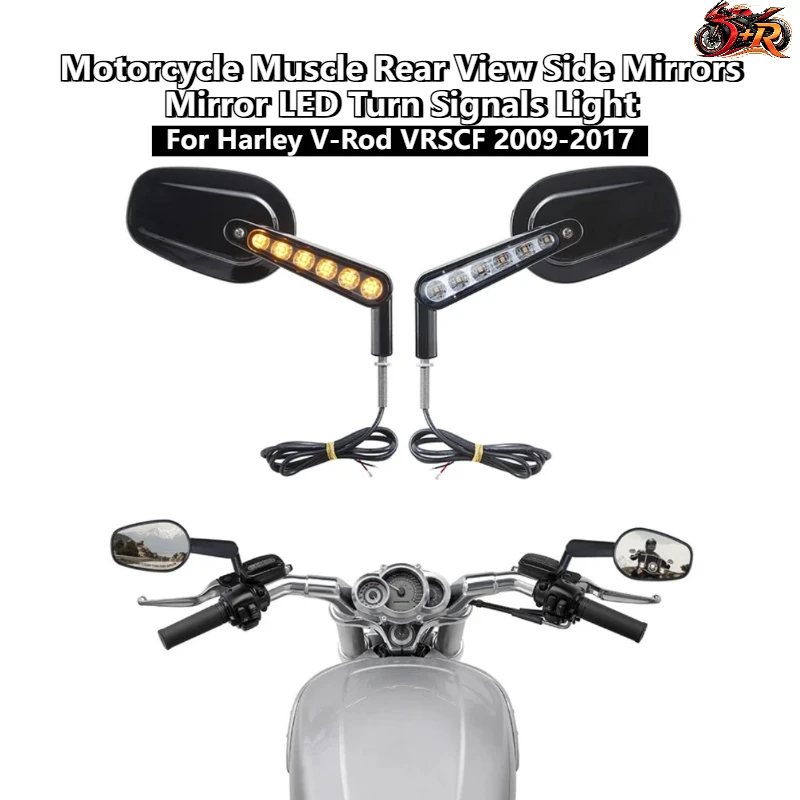 New Motorcycle Muscle Rear View Side Mirrors Mirror LED Turn Signals Light For Harley V-Rod VRSCF 2009-2017 DONGRAN
New Motorcycle Muscle Rear View Side Mirrors Mirror LED Turn Signals Light For Harley V-Rod VRSCF 2009-2017 DONGRAN
