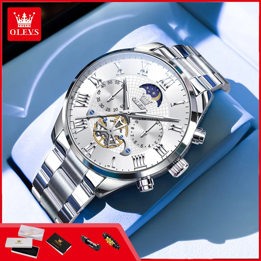OLEVS 3640 Men's Watch Classic Flywheel Design Moon Phase Roman Scale Chronograph Waterproof Luminous Business Quartz Wristwatch
OLEVS 3640 Men's Watch Classic Flywheel Design Moon Phase Roman Scale Chronograph Waterproof Luminous Business Quartz Wristwatch