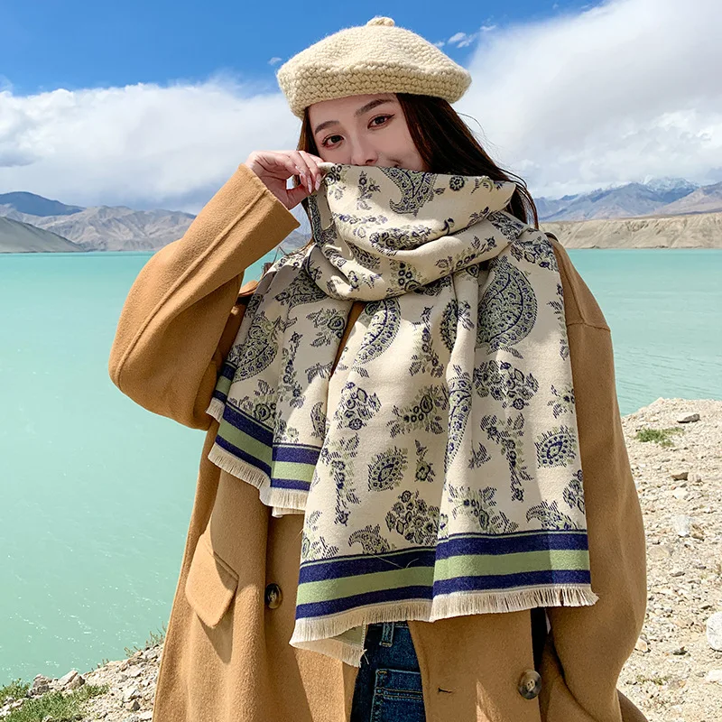 Women Floral Thick Double Side Cashmere Scarf Female Pashmina Winter Warm Blanket Bufanda with Tassel Shawl Wraps 2022 New
Women Floral Thick Double Side Cashmere Scarf Female Pashmina Winter Warm Blanket Bufanda with Tassel Shawl Wraps 2022 New