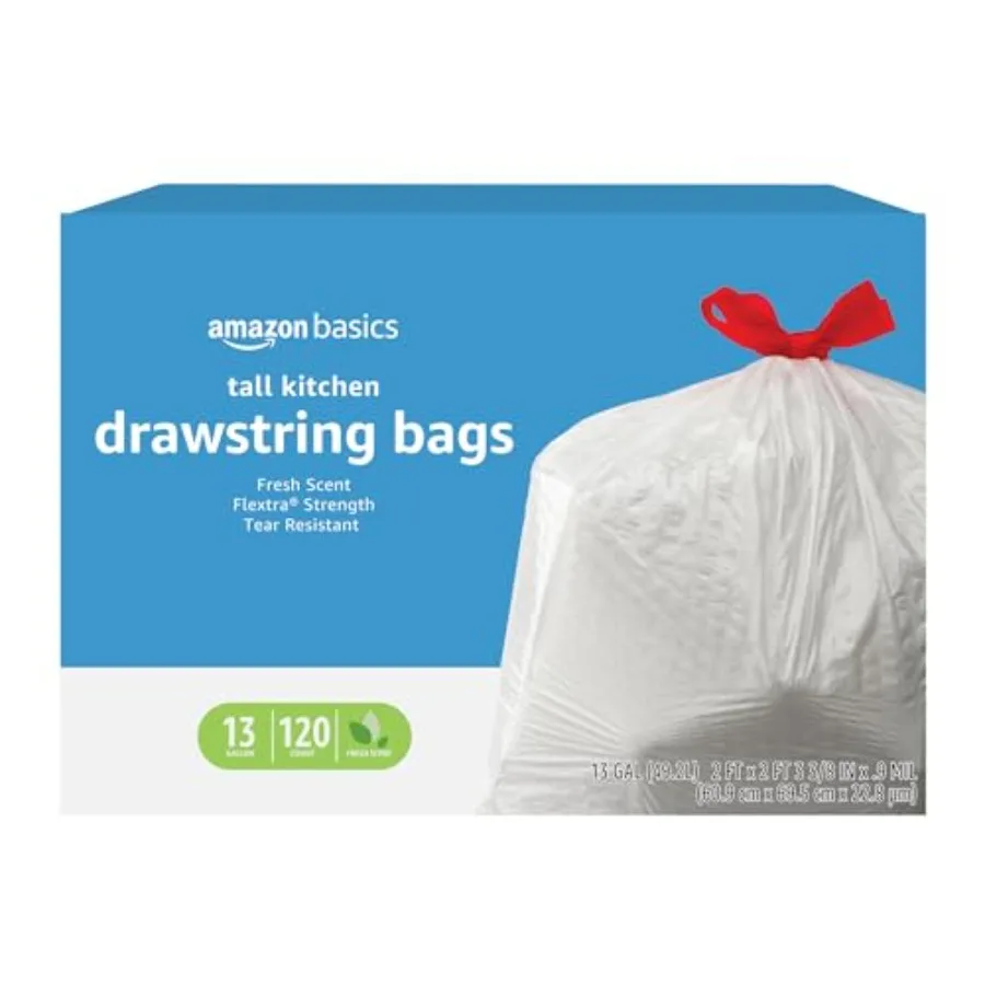 Flextra Strength Tall Kitchen Drawstring Trash Bags, Fresh Scent, Tear Resistant, 13 Gallon
Flextra Strength Tall Kitchen Drawstring Trash Bags, Fresh Scent, Tear Resistant, 13 Gallon