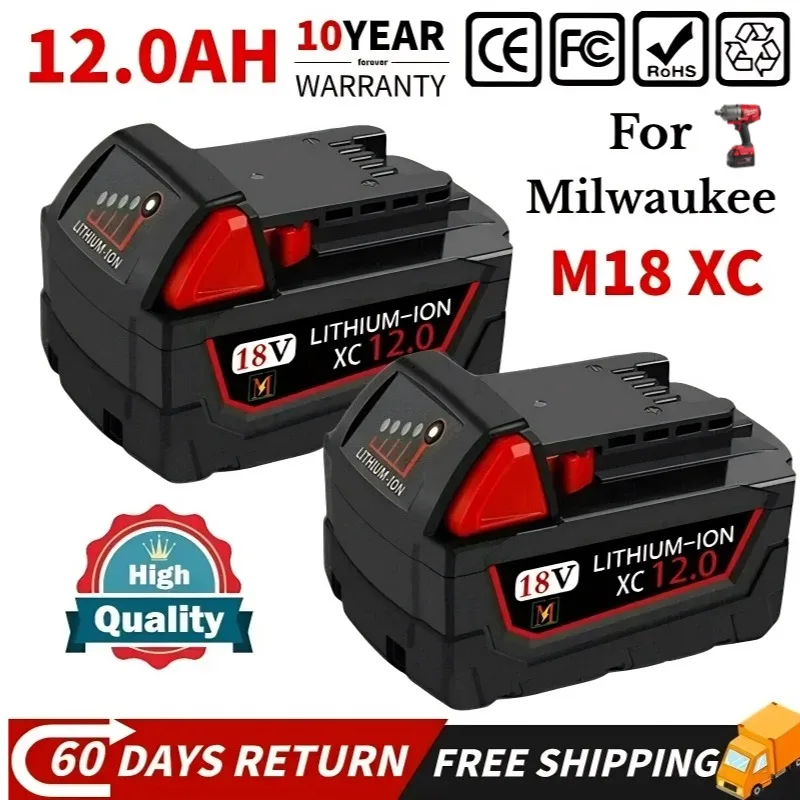 6000mAH/12000mAH For Milwaukee M18 18V Replacement For Milwaukee M18B5 XC Li-ion battery 48-11-1815 2604-20 48-11-1850 charger
6000mAH/12000mAH For Milwaukee M18 18V Replacement For Milwaukee M18B5 XC Li-ion battery 48-11-1815 2604-20 48-11-1850 charger