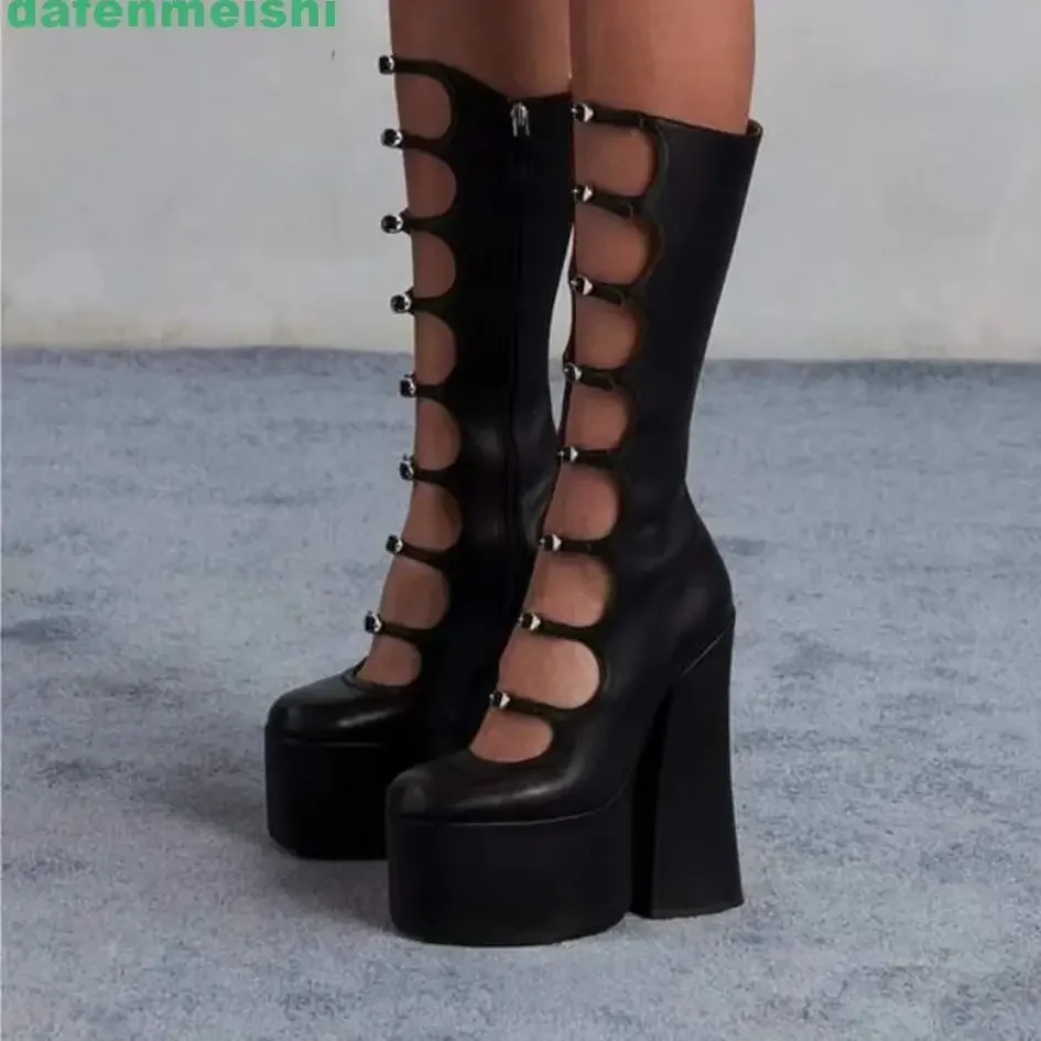 2025 New Hollow Mid-Calf Boots Platform Zipper Women Pole Dance Shoes Square Heel Buckle Strap Fashion Round Toe Sexy Boots
2025 New Hollow Mid-Calf Boots Platform Zipper Women Pole Dance Shoes Square Heel Buckle Strap Fashion Round Toe Sexy Boots
