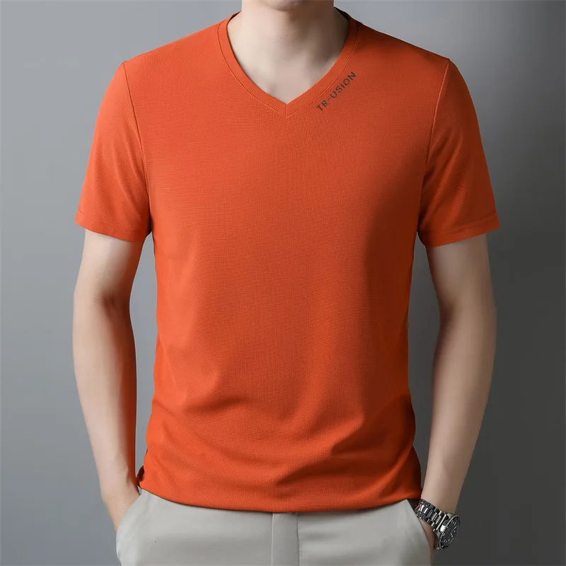 New Men's Casual and Fashionable V-neck Solid Color Short Sleeved T-shirt Breathable and Comfortable Summer Versatile Top
New Men's Casual and Fashionable V-neck Solid Color Short Sleeved T-shirt Breathable and Comfortable Summer Versatile Top