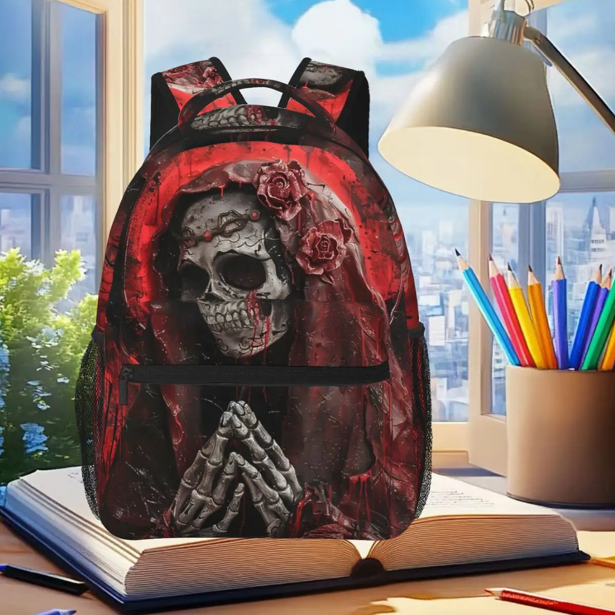 Santa Muerte Saint Death Goth Mexican Muertos Skull Backpack Student Boys Girls BookBag School Bag Shoulder Bags for Men Women
Santa Muerte Saint Death Goth Mexican Muertos Skull Backpack Student Boys Girls BookBag School Bag Shoulder Bags for Men Women