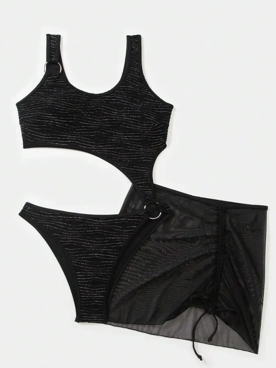 Women Two Piece Swimsuit Set With Sheer Skirt Cover Up Summer Beach Wear
Women Two Piece Swimsuit Set With Sheer Skirt Cover Up Summer Beach Wear