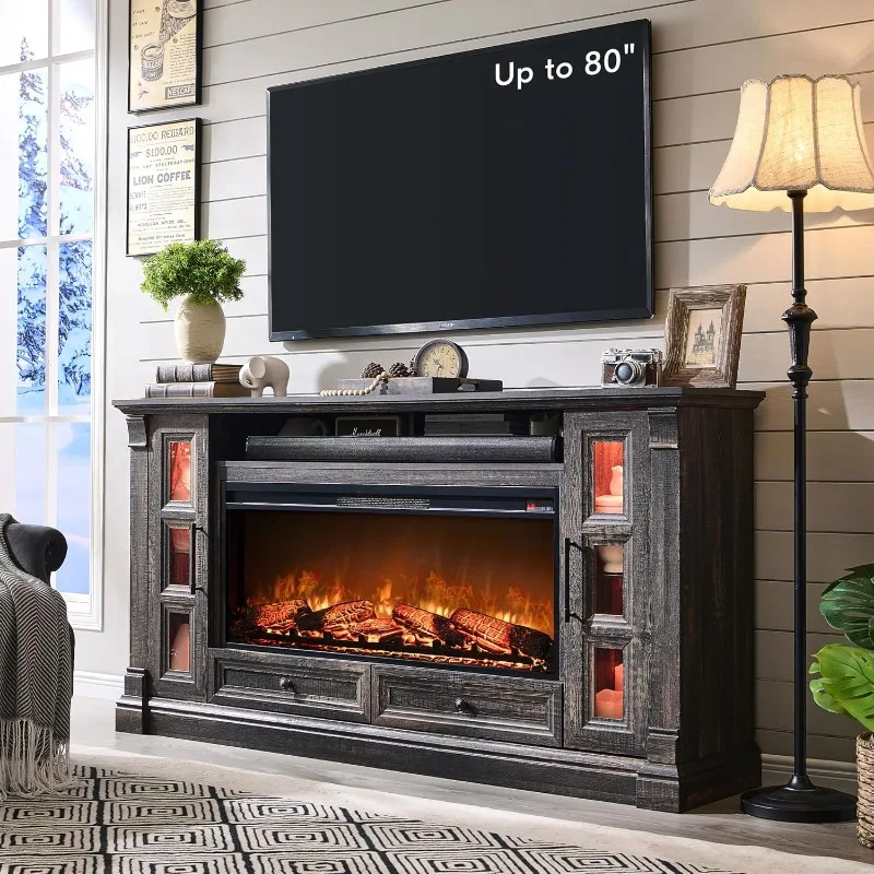 Fireplace TV Stand for up-to-80 TV, Farmhouse 36" Tall Entertainment Center with 42" Electric Fireplace
Fireplace TV Stand for up-to-80 TV, Farmhouse 36" Tall Entertainment Center with 42" Electric Fireplace