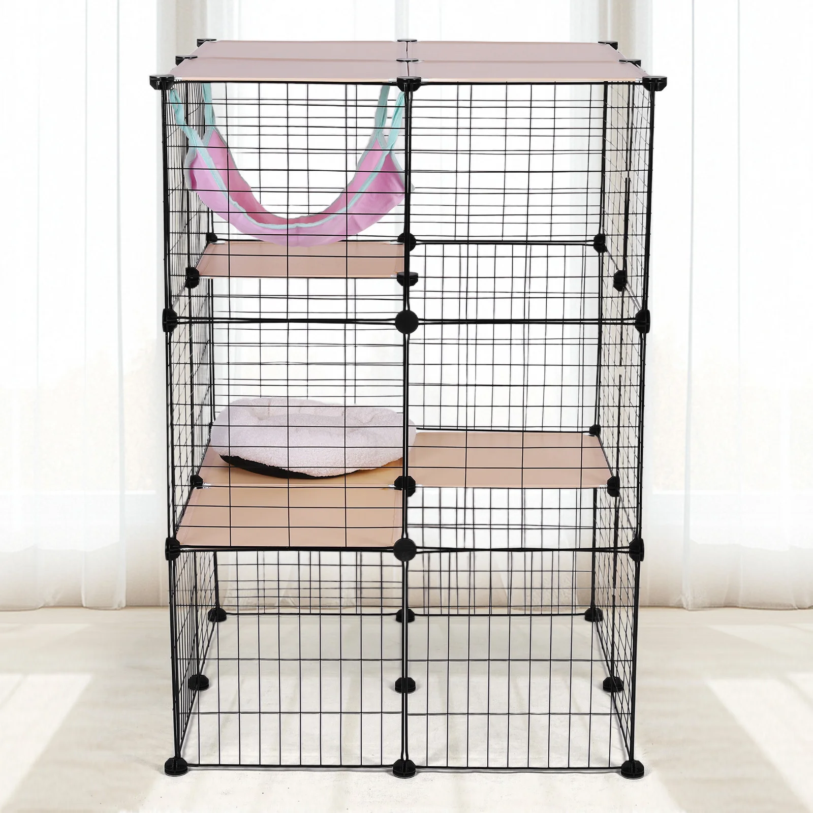 3Tier Detachable Cat Cage & Hammock and Bed Indoor Cat Enclosures Cat Wire Kennel Crate Large Exercise Place Ideal for 1-3Cats
3Tier Detachable Cat Cage & Hammock and Bed Indoor Cat Enclosures Cat Wire Kennel Crate Large Exercise Place Ideal for 1-3Cats