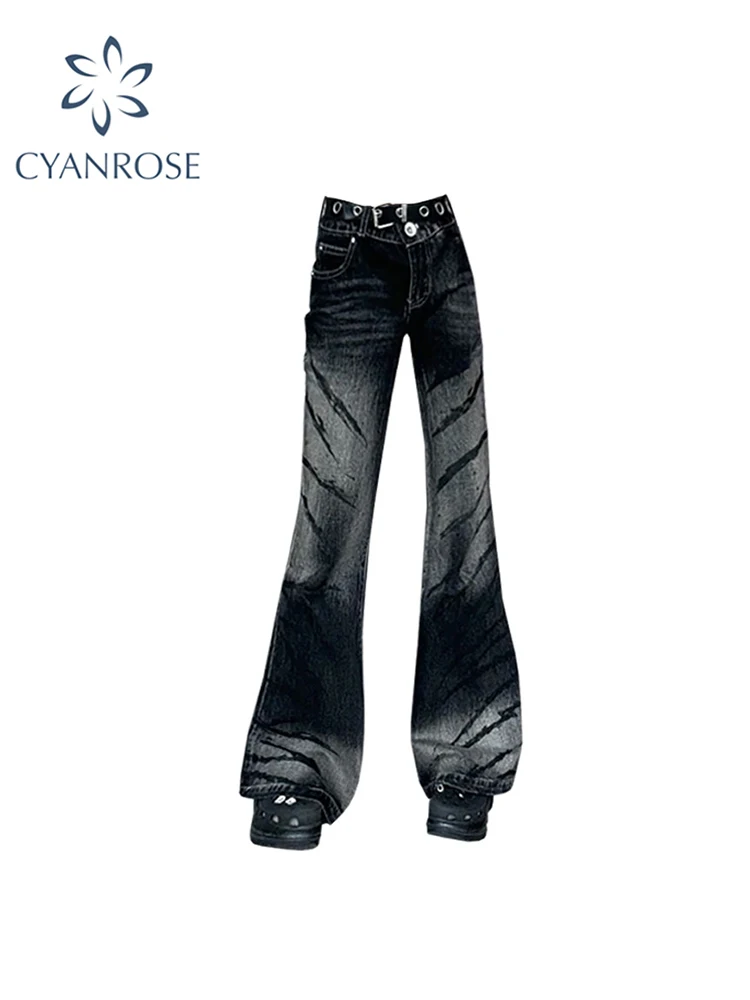 Women Black Gothic Flare Jeans Vintage 2000s Y2k Aesthetic Baggy Denim Trousers Korean High Waist Wide Leg Cowboy Pants Clothes
Women Black Gothic Flare Jeans Vintage 2000s Y2k Aesthetic Baggy Denim Trousers Korean High Waist Wide Leg Cowboy Pants Clothes
