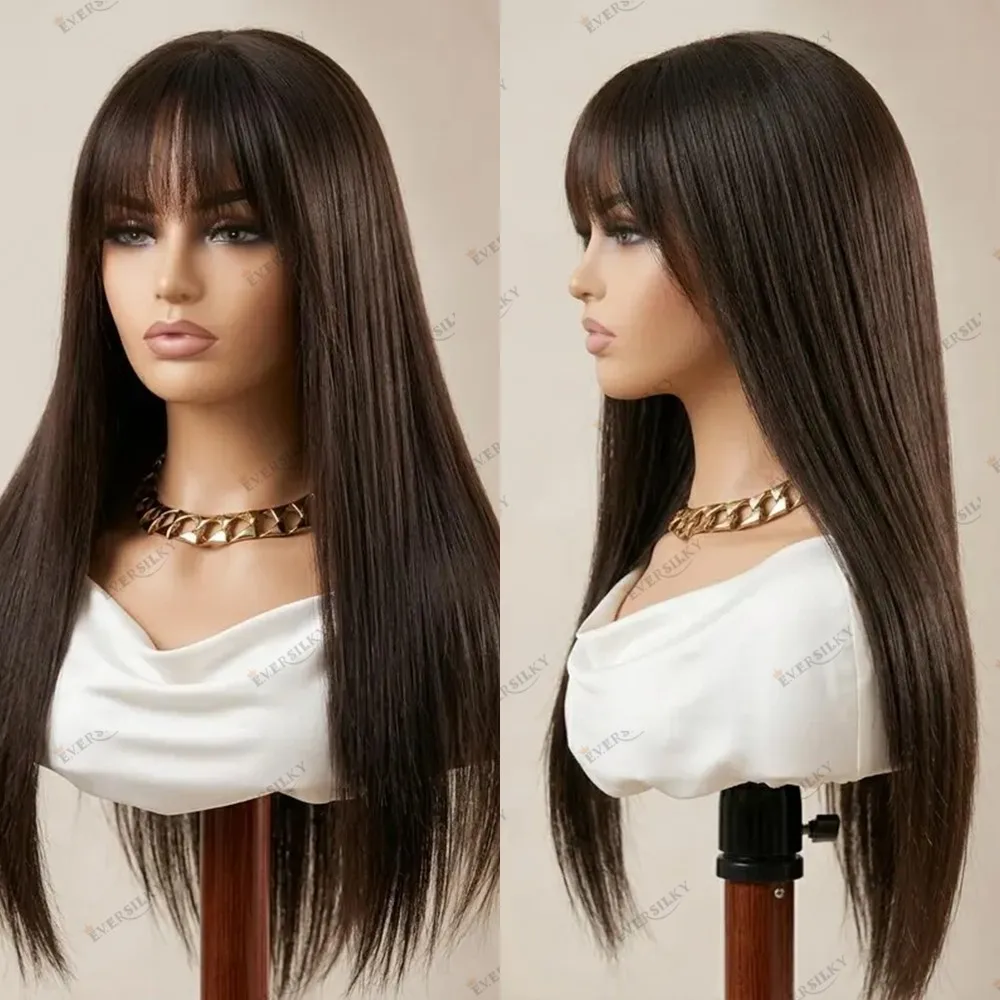 #2 Dark Brown Human Hair Fringe Silky Straight Lace Front Wigs for Black Women Indian Remy Hair 360 Lace Fronatal Wig Full Lace
#2 Dark Brown Human Hair Fringe Silky Straight Lace Front Wigs for Black Women Indian Remy Hair 360 Lace Fronatal Wig Full Lace