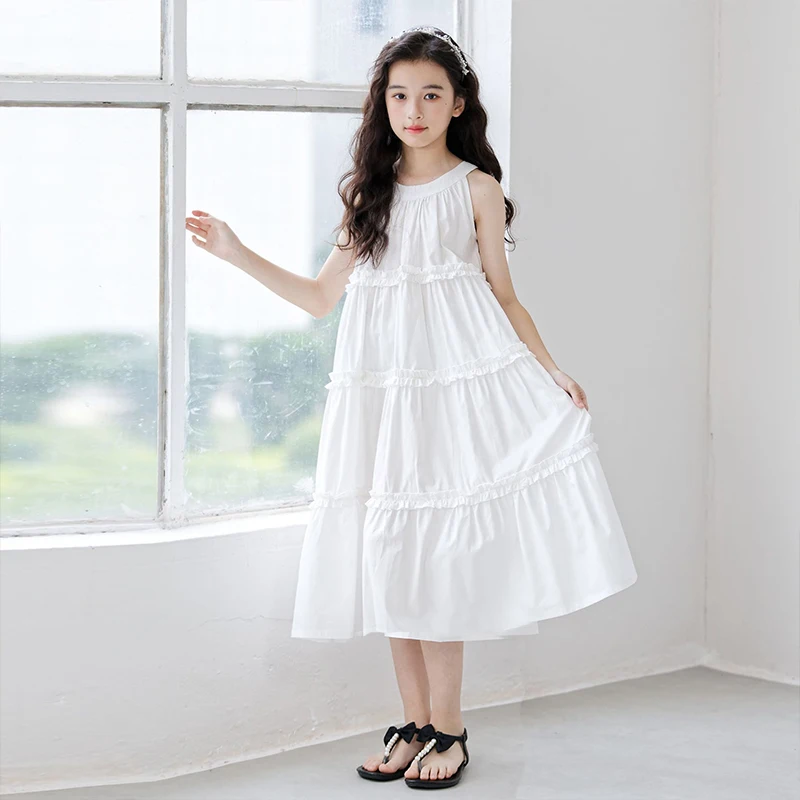Fashion Korean Children's Clothes 2025 Elegant Dress For Girls Casual Dresses White Sleeveless Summer Dress Loose Girl Outfits
Fashion Korean Children's Clothes 2025 Elegant Dress For Girls Casual Dresses White Sleeveless Summer Dress Loose Girl Outfits