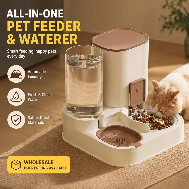 Pet Automatic Feeder & Waterer, Cat Dog Bowl Set, Pets Drinking Fountain
Pet Automatic Feeder & Waterer, Cat Dog Bowl Set, Pets Drinking Fountain