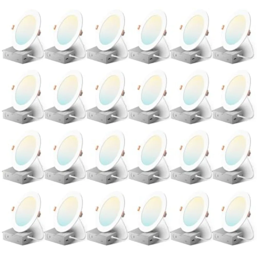 2 Pack 5CCT Ultra-Thin LED Recessed Ceiling Light with Junction Box, 2700K/3000K/3500K/4000K/5000K Selectable, 1050 Lumens, Dim
2 Pack 5CCT Ultra-Thin LED Recessed Ceiling Light with Junction Box, 2700K/3000K/3500K/4000K/5000K Selectable, 1050 Lumens, Dim