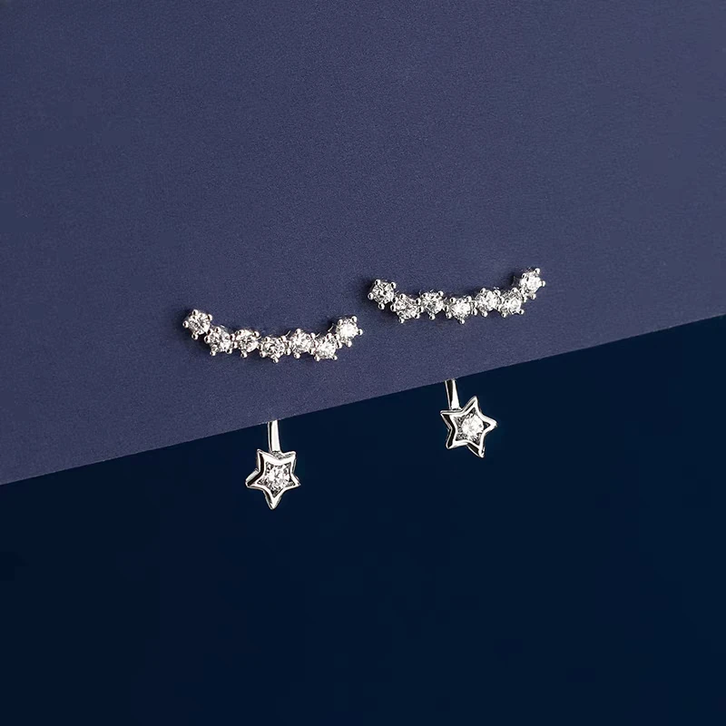 925 Pure Silver Stud Earrings Stylish Exquisite Star Shaped Pendant Design Light Luxurious Korean Style Earrings for Women
925 Pure Silver Stud Earrings Stylish Exquisite Star Shaped Pendant Design Light Luxurious Korean Style Earrings for Women