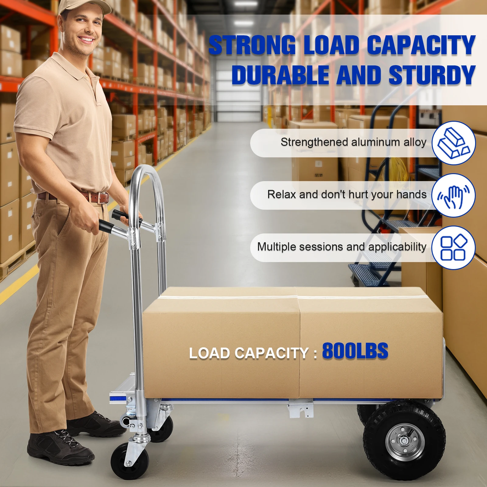 2 in 1 Heavy Duty Industrial Collapsible Cart with Wheels Folding Trolley 800LBS Capacity for Construction Warehouse Factories
2 in 1 Heavy Duty Industrial Collapsible Cart with Wheels Folding Trolley 800LBS Capacity for Construction Warehouse Factories