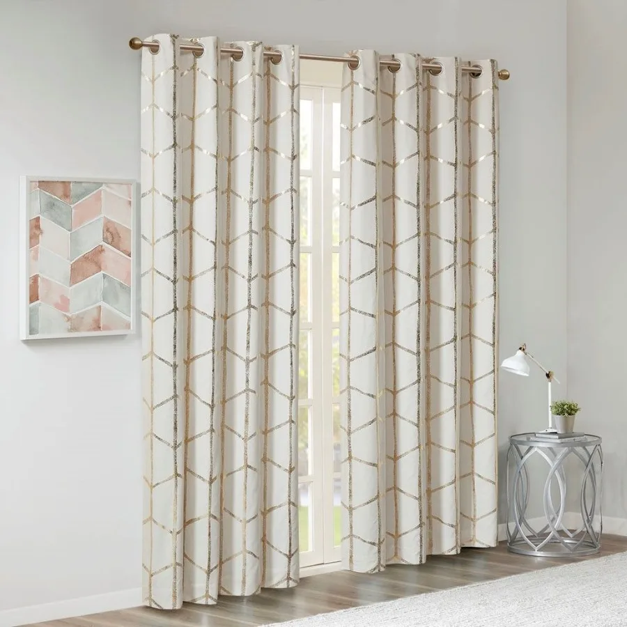 Total Blackout Metallic Print Grommet Top Curtain Panel Pair 2 Pcs Window Panels
Total Blackout Metallic Print Grommet Top Curtain Panel Pair 2 Pcs Window Panels