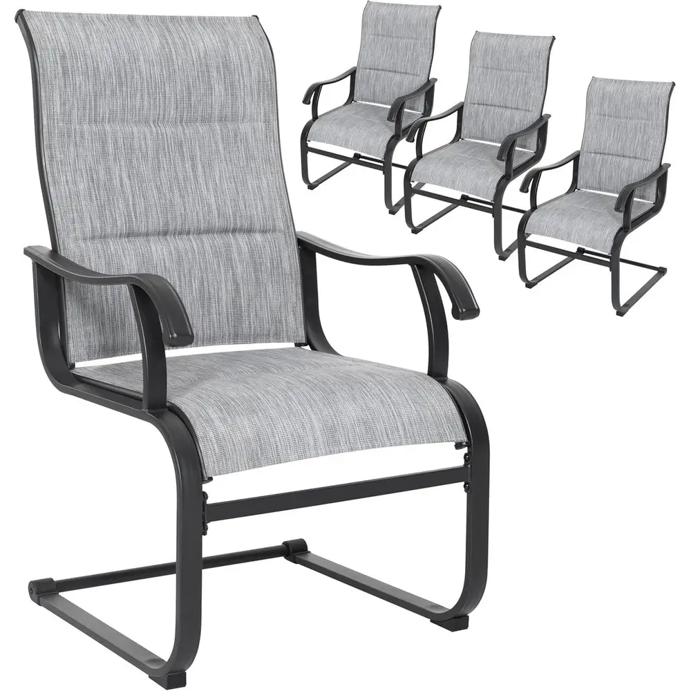 All-Weather Outdoor Padded Textilene Patio Dining Chairs Set of 4, High Back, Breathable, Suitable for Lawn, Deck, Grey
All-Weather Outdoor Padded Textilene Patio Dining Chairs Set of 4, High Back, Breathable, Suitable for Lawn, Deck, Grey