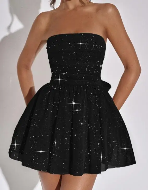 Women's Dress Summer New Fashion Elegant Princess Style Shiny Print Backless Bow Decal Design Slim Fit Banquet Strapless Dress
Women's Dress Summer New Fashion Elegant Princess Style Shiny Print Backless Bow Decal Design Slim Fit Banquet Strapless Dress