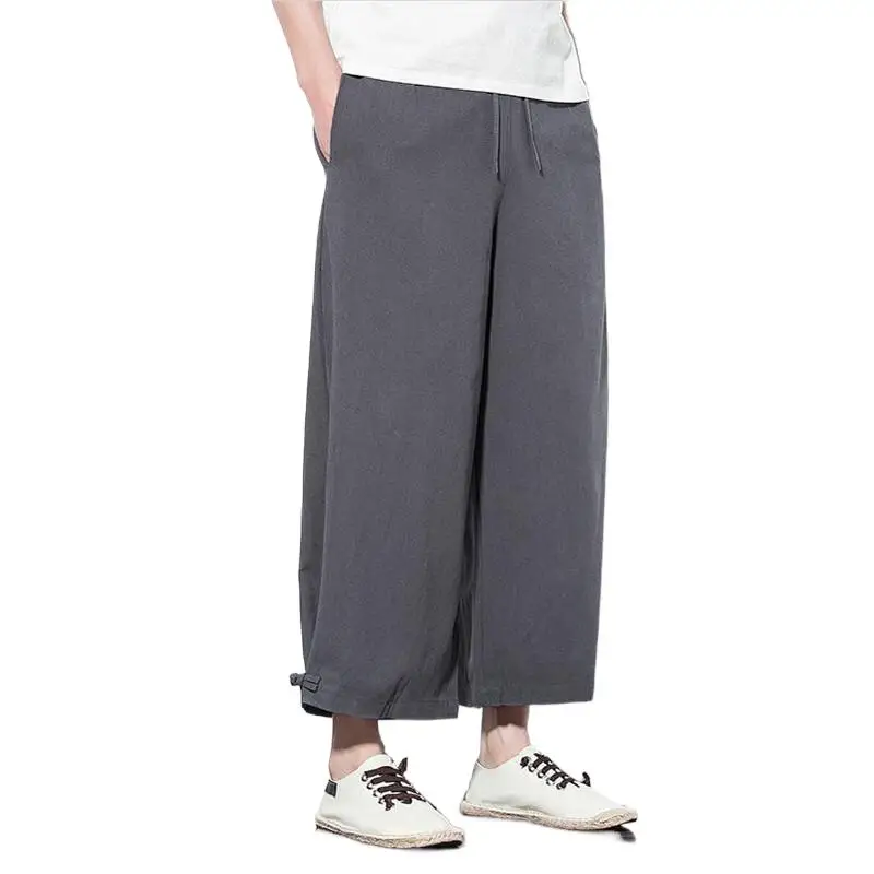 High Quality Summer Autumn Men Ankle Length Pants Solid Cotton Linen Wide Leg Pants Button Pocket Trousers Plus Size M-7XL
High Quality Summer Autumn Men Ankle Length Pants Solid Cotton Linen Wide Leg Pants Button Pocket Trousers Plus Size M-7XL