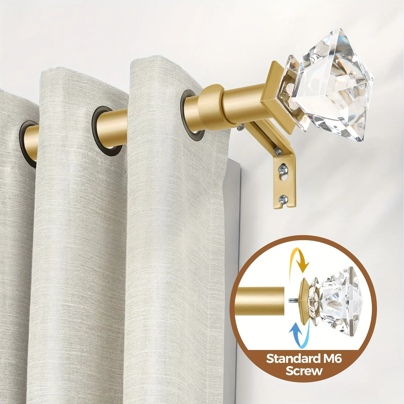 7/8 Inch Telescoping Curtain Rod Suitable for Windows - Adjustable Length 28-144 Inches with Square Acrylic Ends, Heavy-Duty Iro
7/8 Inch Telescoping Curtain Rod Suitable for Windows - Adjustable Length 28-144 Inches with Square Acrylic Ends, Heavy-Duty Iro