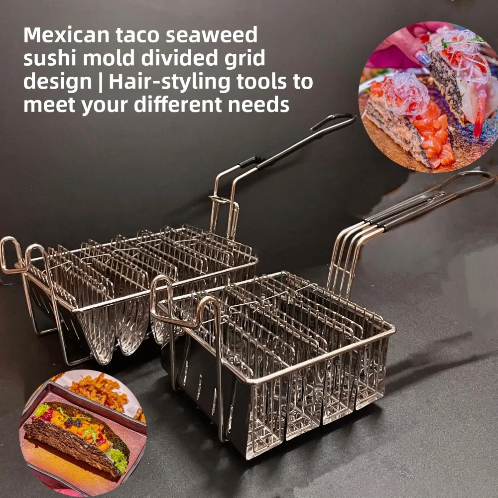 Creative seaweed sushi taco mold tortilla V shaped fried basket corn clip taco pancake holder
Creative seaweed sushi taco mold tortilla V shaped fried basket corn clip taco pancake holder