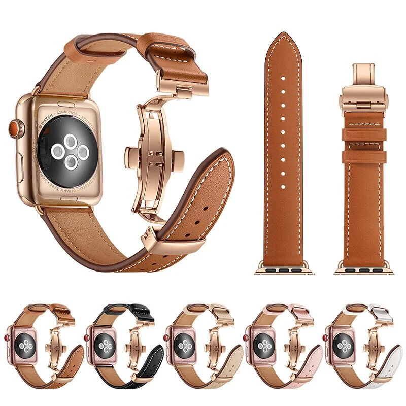 Casual Leather strap for Apple Watch band 38mm 40mm 41mm 42mm 44mm 45mm Butterfly Buckle belt Bracelet iwatch series 7 6 5 4 SE
Casual Leather strap for Apple Watch band 38mm 40mm 41mm 42mm 44mm 45mm Butterfly Buckle belt Bracelet iwatch series 7 6 5 4 SE