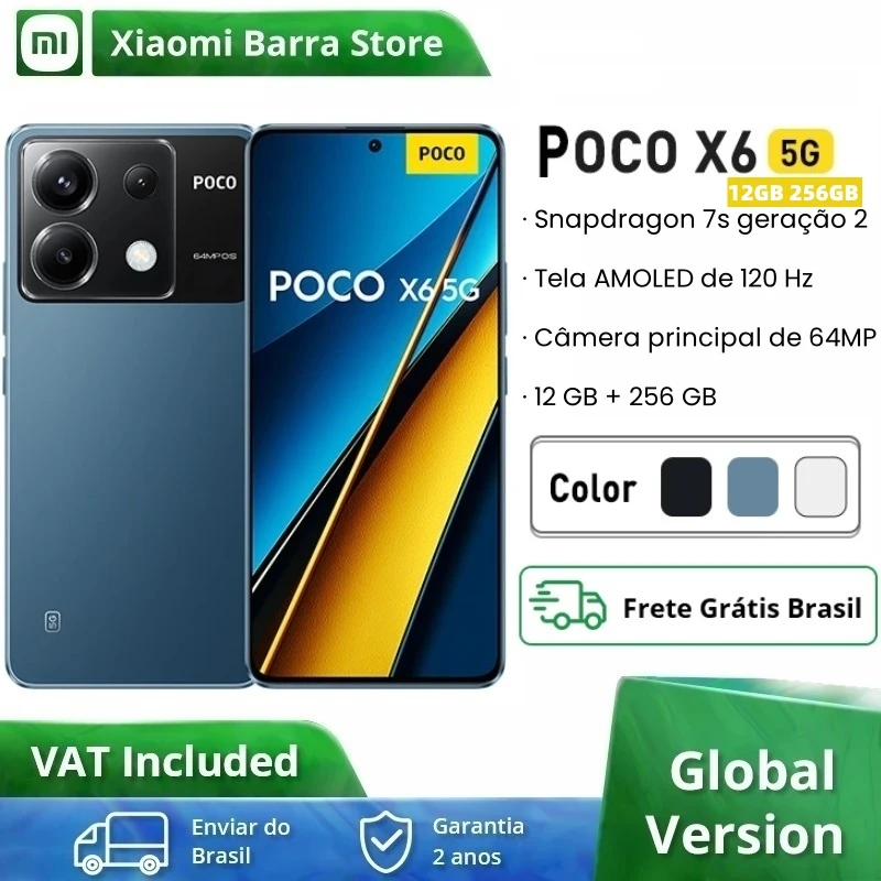 Global Version POCO X6 5G 256GB/512GB Snapdragon 7s Gen 2 Smartphone 120Hz Flow AMOLED Display 64MP Camera with OIS 67W Charging
Global Version POCO X6 5G 256GB/512GB Snapdragon 7s Gen 2 Smartphone 120Hz Flow AMOLED Display 64MP Camera with OIS 67W Charging