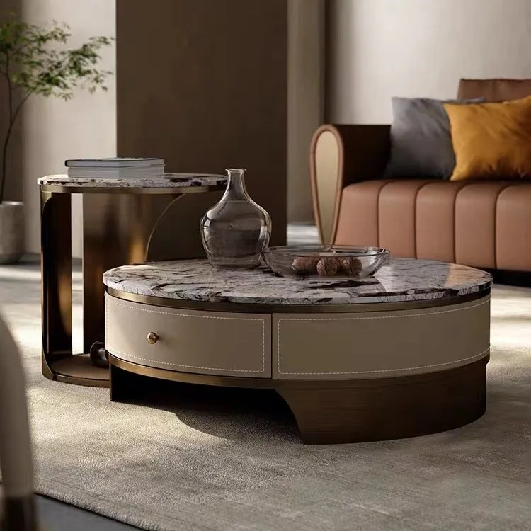 Light luxury round marble coffee table villa model room living room round coffee table
Light luxury round marble coffee table villa model room living room round coffee table