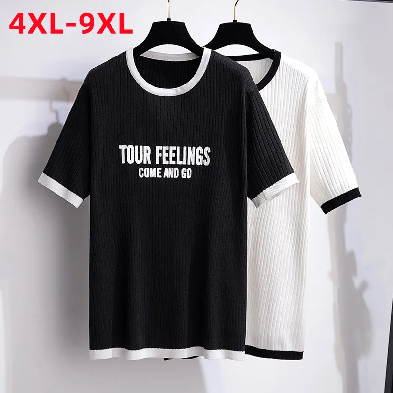 New 2022 Ladies Summer Plus Size Knit Tops For Women Large Size Short Sleeve Elastic Black White T-shirt 4XL 5XL 6XL 7XL 8XL 9XL
New 2022 Ladies Summer Plus Size Knit Tops For Women Large Size Short Sleeve Elastic Black White T-shirt 4XL 5XL 6XL 7XL 8XL 9XL