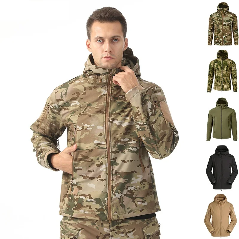 Military Men's Sharkskin Softshell Jacket Tactical Windbreaker Cold Weather Coat Waterproof Outdoor Camouflage Parka
Military Men's Sharkskin Softshell Jacket Tactical Windbreaker Cold Weather Coat Waterproof Outdoor Camouflage Parka