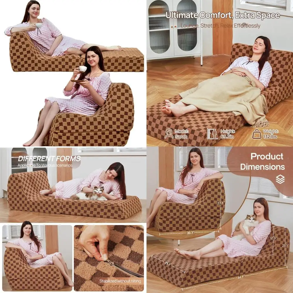Adult-Sized Bean Bag Chair, Portable Folding Sofa Bed, Multi-Functional Sleeper Lounger, Plush Foam-Filled Floor Sofa, Collapsib
Adult-Sized Bean Bag Chair, Portable Folding Sofa Bed, Multi-Functional Sleeper Lounger, Plush Foam-Filled Floor Sofa, Collapsib