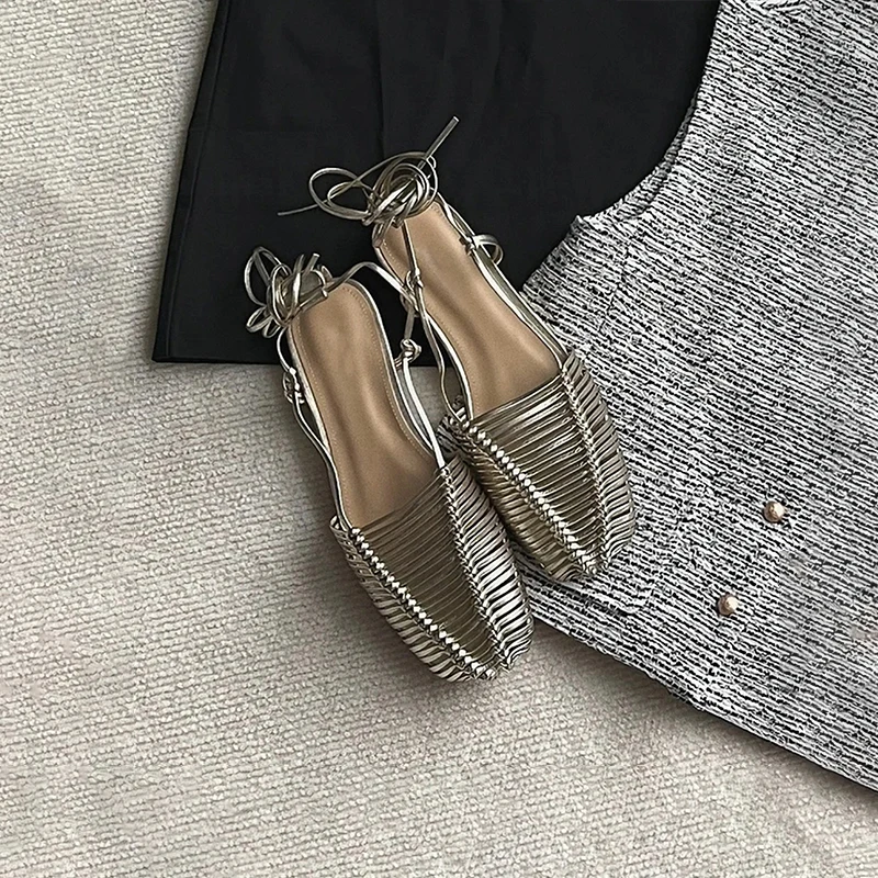 Fashion Women's Shoes Autumn White Sheepskin Leather Ankle Strap Lace-up Roman Modern Sandals Woven Flats Sandalias Mujer Shoes
Fashion Women's Shoes Autumn White Sheepskin Leather Ankle Strap Lace-up Roman Modern Sandals Woven Flats Sandalias Mujer Shoes
