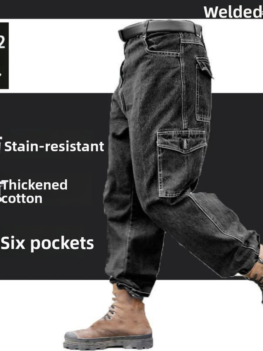 Thiened Pure Cotton Autumn Winter Denim Work Pants Men's Arc Welding Resistant Workwear Labor Protection Trousers Anti-soiling
Thiened Pure Cotton Autumn Winter Denim Work Pants Men's Arc Welding Resistant Workwear Labor Protection Trousers Anti-soiling